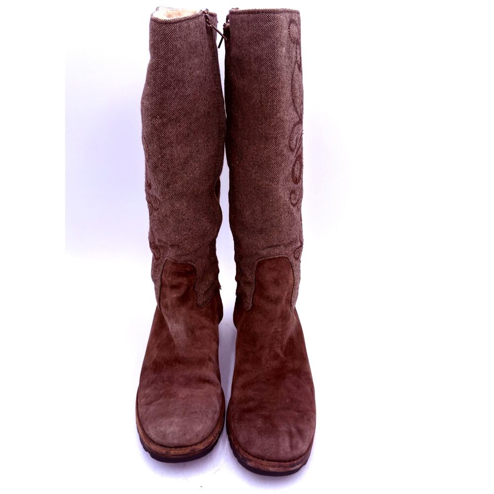 UGG Women's Brown Leather Ryder Tall Boots Size 6.5 - Picture 3 of 10